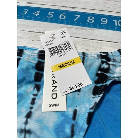Lucky Brand women’s beach wave hipster bikini bottom M blue multi high waisted - Picture 5 of 7